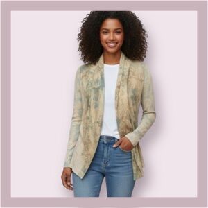 Young Fabulous & Broke Green & Tan Tie Dye Open Front Cardigan